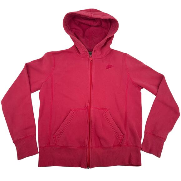Vintage y2k Nike Sportswear women's M hot pink/magenta zip up hoodie sweatshirt - Picture 1 of 6